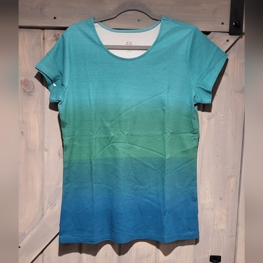Issac Mizrahi Live Gradient Ombre Short Sleeve Cotton Top
